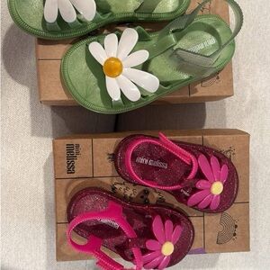 Mini Melissa Green and Pink Floral Sandals